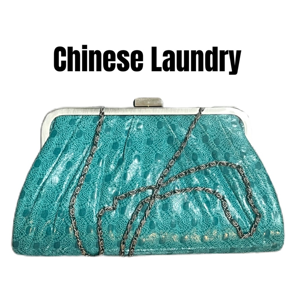 Chinese Laundry Turquoise Clutch with Chain Strap